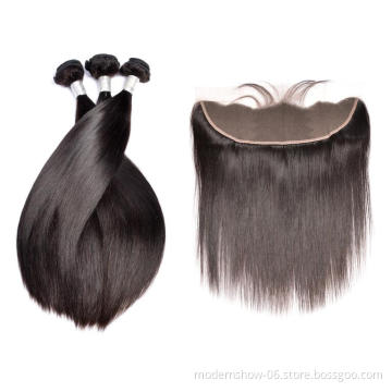 Cuticle Aligned Hair Straight Body Curly Water Loose Brazilian Human Hair Bundles With Lace Frontal Closure